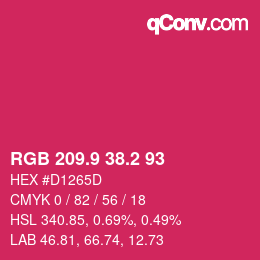 カラーコード: RGB 209.9 38.2 93 | qconv.com