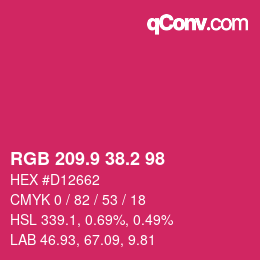 カラーコード: RGB 209.9 38.2 98 | qconv.com