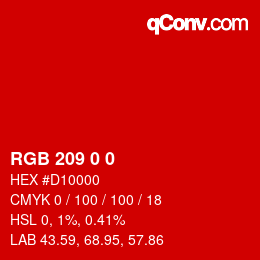 カラーコード: RGB 209 0 0 | qconv.com