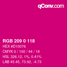 カラーコード: RGB 209 0 118 | qconv.com