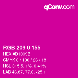 颜色代码: RGB 209 0 155 | qconv.com
