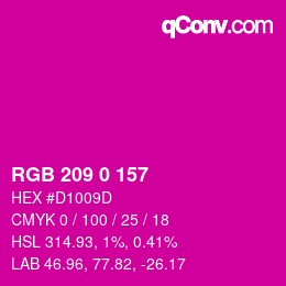 颜色代码: RGB 209 0 157 | qconv.com