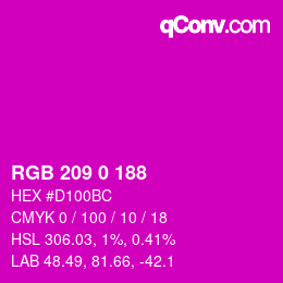 Color code: RGB 209 0 188 | qconv.com