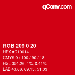 カラーコード: RGB 209 0 20 | qconv.com