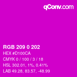 颜色代码: RGB 209 0 202 | qconv.com