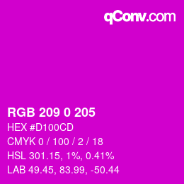 Color code: RGB 209 0 205 | qconv.com