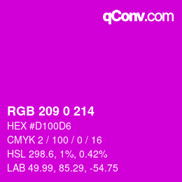 颜色代码: RGB 209 0 214 | qconv.com