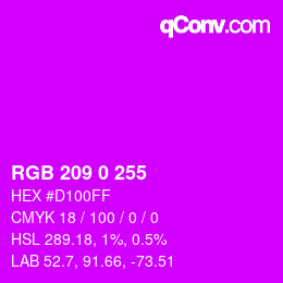 Color code: RGB 209 0 255 | qconv.com