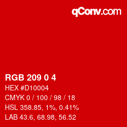 Color code: RGB 209 0 4 | qconv.com