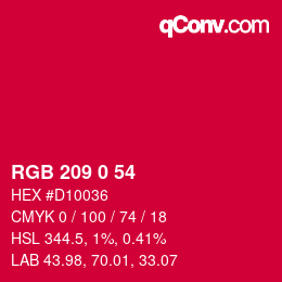 颜色代码: RGB 209 0 54 | qconv.com