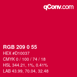 颜色代码: RGB 209 0 55 | qconv.com