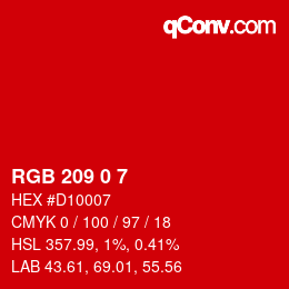 Color code: RGB 209 0 7 | qconv.com