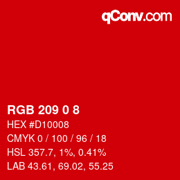 Color code: RGB 209 0 8 | qconv.com