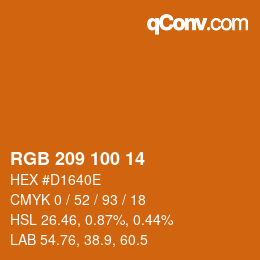 Color code: RGB 209 100 14 | qconv.com