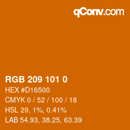 Color code: RGB 209 101 0 | qconv.com