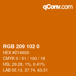 Color code: RGB 209 102 0 | qconv.com