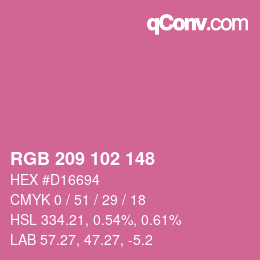 Color code: RGB 209 102 148 | qconv.com