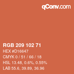 Color code: RGB 209 102 71 | qconv.com