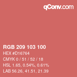 カラーコード: RGB 209 103 100 | qconv.com