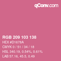 Color code: RGB 209 103 138 | qconv.com