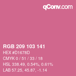 Color code: RGB 209 103 141 | qconv.com
