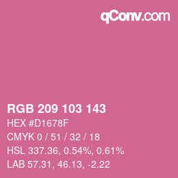 Color code: RGB 209 103 143 | qconv.com