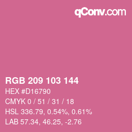 Color code: RGB 209 103 144 | qconv.com