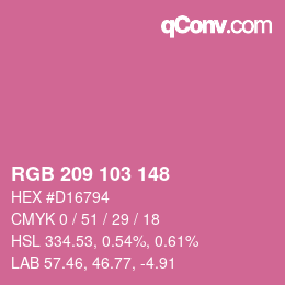 Color code: RGB 209 103 148 | qconv.com