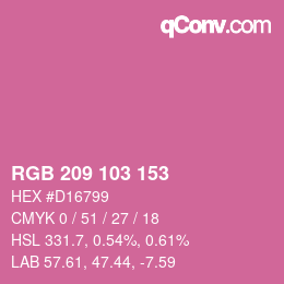 カラーコード: RGB 209 103 153 | qconv.com