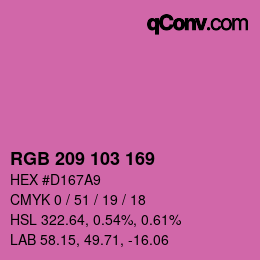 カラーコード: RGB 209 103 169 | qconv.com
