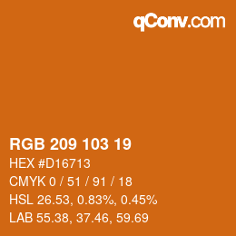 カラーコード: RGB 209 103 19 | qconv.com
