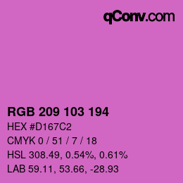 カラーコード: RGB 209 103 194 | qconv.com