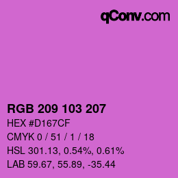 Color code: RGB 209 103 207 | qconv.com
