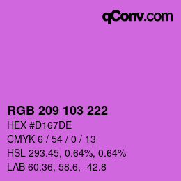 カラーコード: RGB 209 103 222 | qconv.com