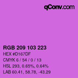 Color code: RGB 209 103 223 | qconv.com