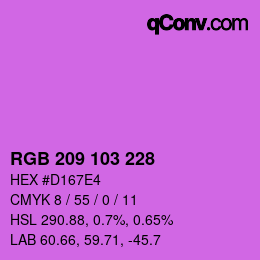 颜色代码: RGB 209 103 228 | qconv.com