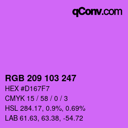 カラーコード: RGB 209 103 247 | qconv.com