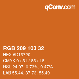 Color code: RGB 209 103 32 | qconv.com