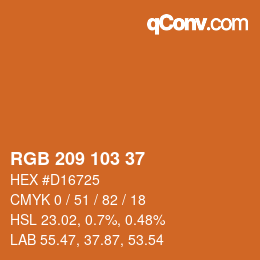 Color code: RGB 209 103 37 | qconv.com