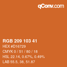 颜色代码: RGB 209 103 41 | qconv.com