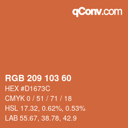 Color code: RGB 209 103 60 | qconv.com