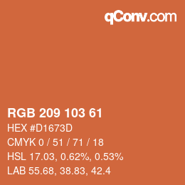 カラーコード: RGB 209 103 61 | qconv.com