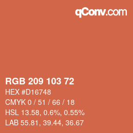 Color code: RGB 209 103 72 | qconv.com