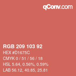 カラーコード: RGB 209 103 92 | qconv.com