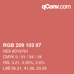 Color code: RGB 209 103 97 | qconv.com