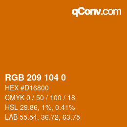 Color code: RGB 209 104 0 | qconv.com