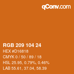 Color code: RGB 209 104 24 | qconv.com