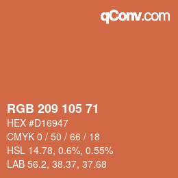 カラーコード: RGB 209 105 71 | qconv.com
