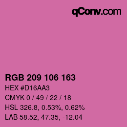 Color code: RGB 209 106 163 | qconv.com