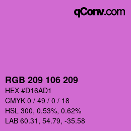 Color code: RGB 209 106 209 | qconv.com